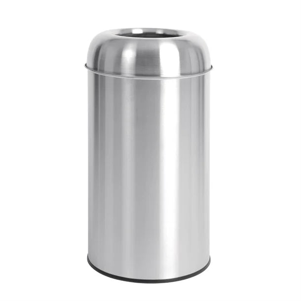 Stainless Steel Open Lid Bullet Bin Silver 40L