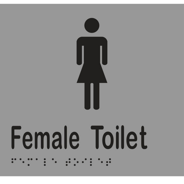 Female Toilet Braille Sign in Silver Vinyl