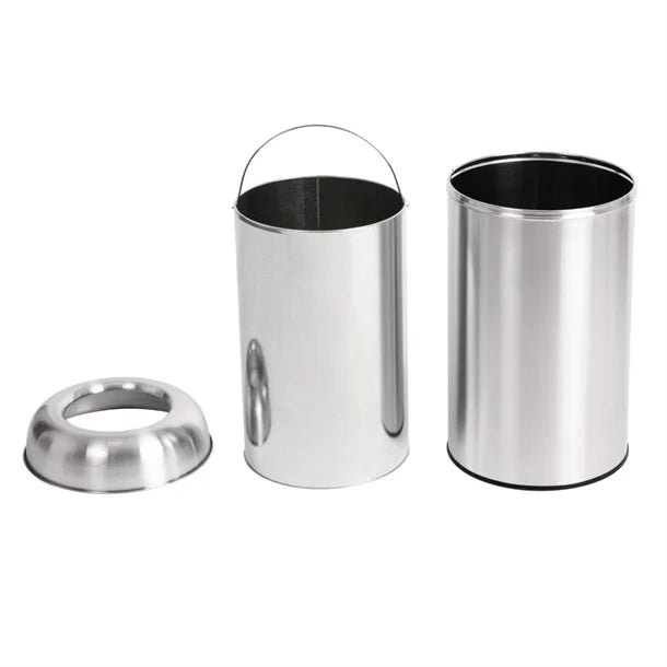 Stainless Steel Open Lid Bullet Bin Silver 40L