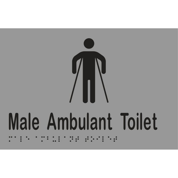 Male Ambulant Toilet Braille Sign in Stainless Steel