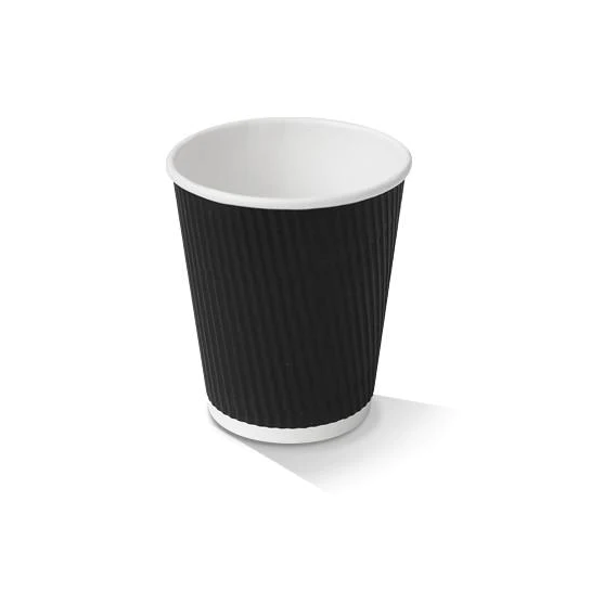 8oz Ripple Wall Hot Cup Black — The Cleaners Room