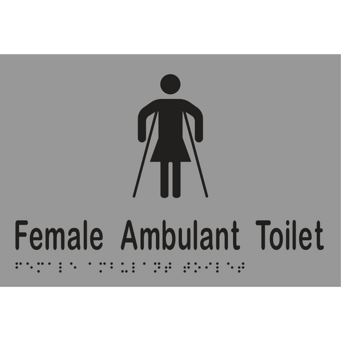 Female Ambulant Toilet Braille Sign in Stainless Steel
