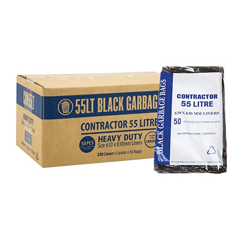 55L Black Contractor Bin Liners