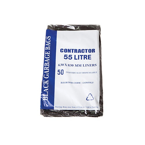 55L Black Contractor Bin Liners