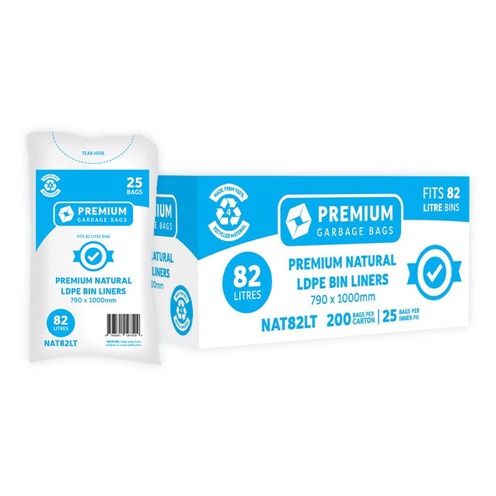 82L Bin Liner Premium Clear