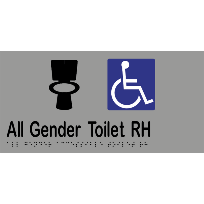 All Gender Accessible Toilet Sign RH Stainless Steel