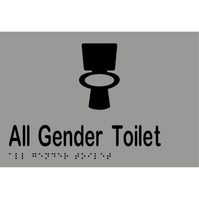 All Gender Toilet Sign with Braille Stainless Steel