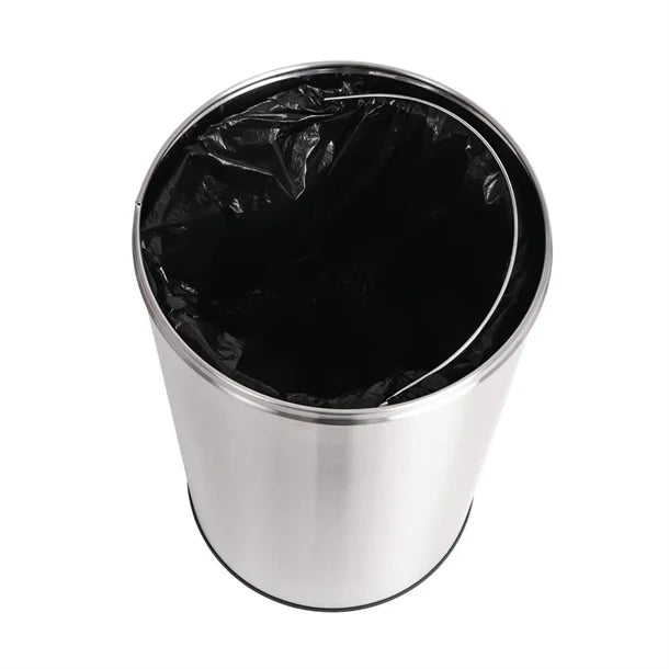 Stainless Steel Open Lid Bullet Bin Silver 40L