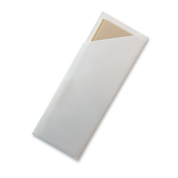 White Cutlery Pouch With Bamboo Napkin