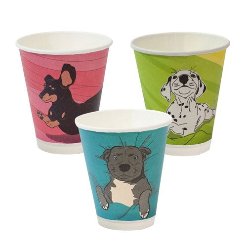 8oz Double Wall Dog Series Cup Compostable Aqueous Lined
