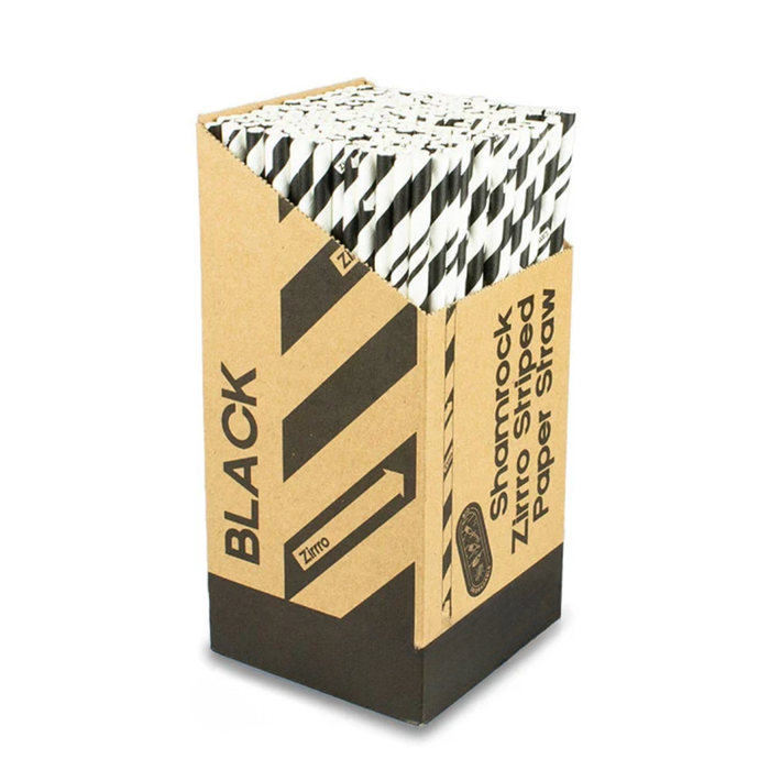 Zirro Black & White Striped Paper Straw