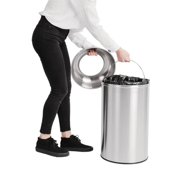Stainless Steel Open Lid Bullet Bin Silver 40L
