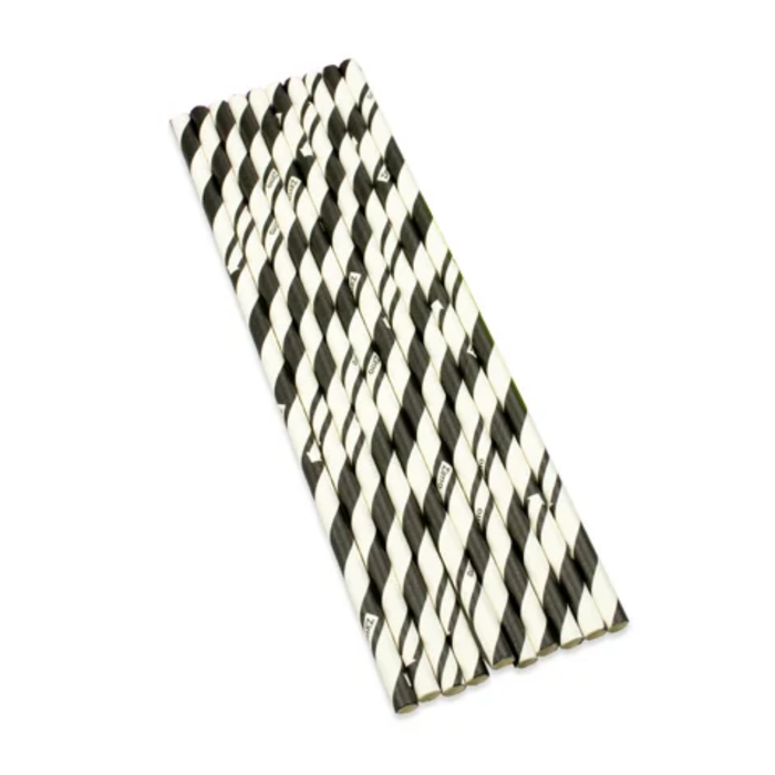 Zirro Black & White Striped Paper Straw